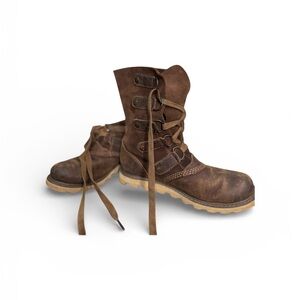 SOREL Brown Leather Lace-Up Combat / Work Boots – Rugged Sole Size 7 UNISEX